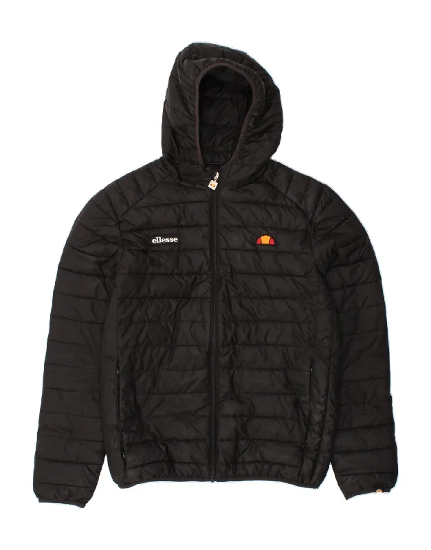 ELLESSE Mens Hooded Padded Jacket UK 40 Large Black Polyester