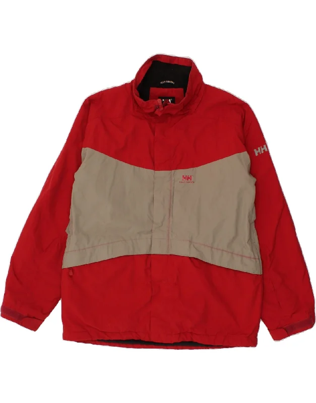 HELLY HANSEN Mens Rain Jacket UK 38 Medium Red Colourblock Nylon