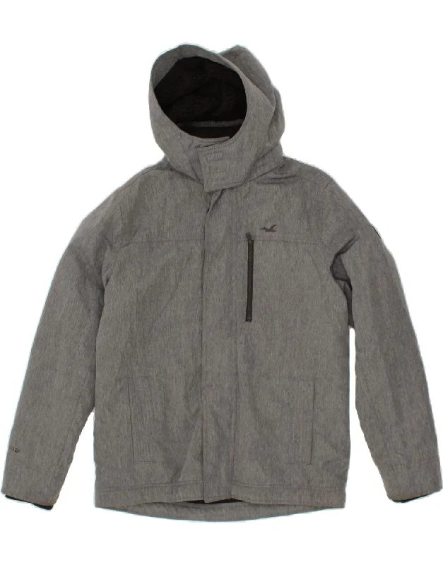 HOLLISTER Mens Hooded Windbreaker Jacket UK 38 Medium Grey Polyester