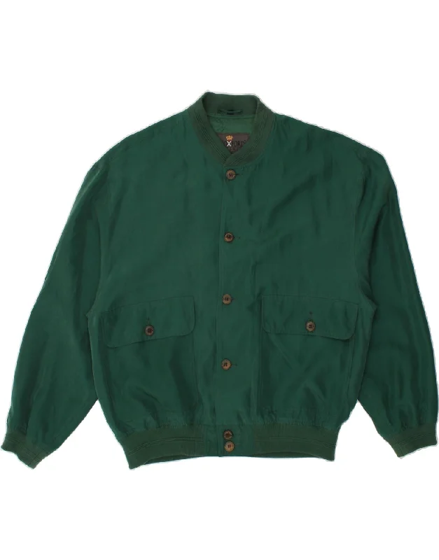 IVY OXFORD Mens Bomber Jacket UK 40 Large Green Silk