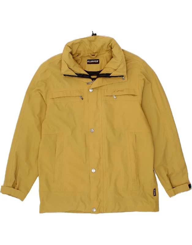 KLEPPER Mens Hooded Rain Jacket IT 48 Medium Yellow Polyamide