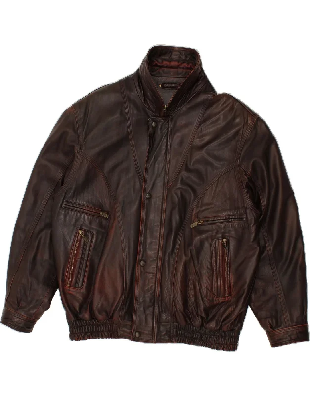 MADDOX Mens Leather Jacket IT 56 3XL Brown Leather