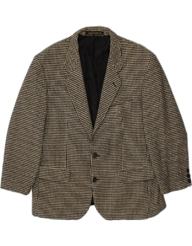 MARKS & SPENCER Mens 2 Button Blazer Jacket IT 52/54 XL Black Houndstooth