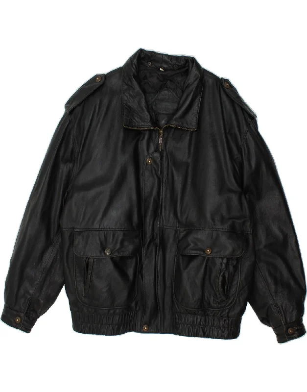 OLTREMODA Mens Leather Jacket IT 52 XL Black Leather