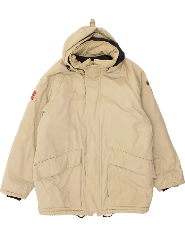 NAPAPIJRI Mens Hooded Windbreaker Jacket UK 42 XL Beige Cotton