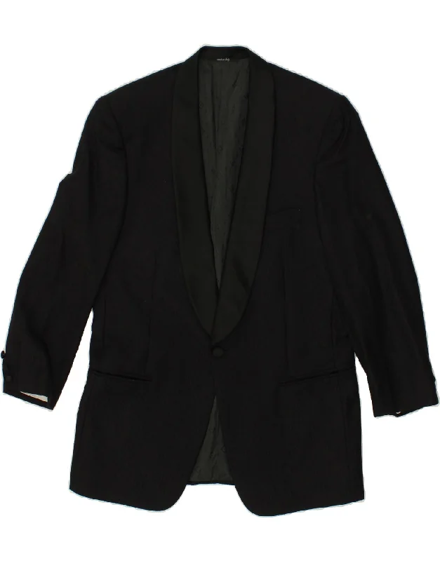 ROBERTA DI CAMERINO Mens 1 Button Blazer Jacket IT 48 Medium Black Wool