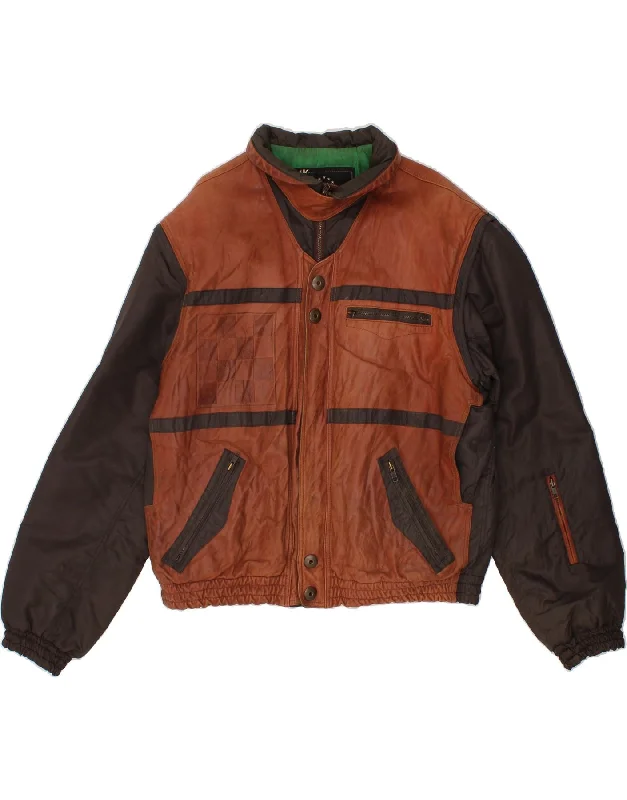 SPIDI Mens Bomber Windbreaker Jacket IT 54 2XL Brown Colourblock