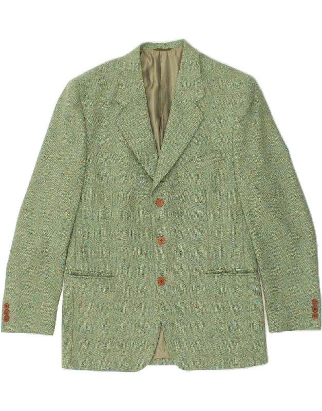 VINTAGE Mens 3 Button Blazer Jacket IT 50 Large Green Flecked Wool