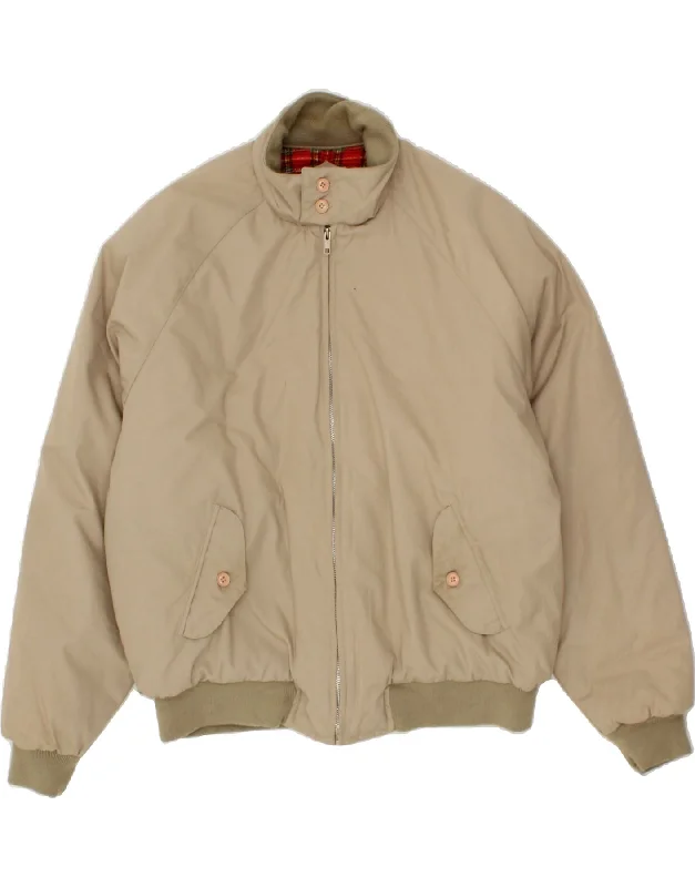 VINTAGE Mens Bomber Jacket UK 42 XL Beige Polyester