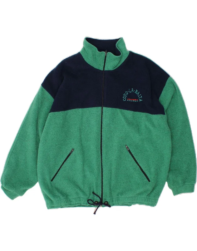 VINTAGE Mens Fleece Jacket UK 42 XL Green Colourblock