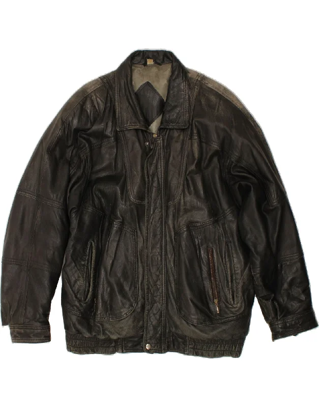 VINTAGE Mens Leather Jacket UK 42 XL Black Leather