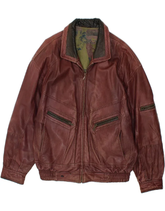 VINTAGE Mens Leather Jacket UK 42 XL Brown