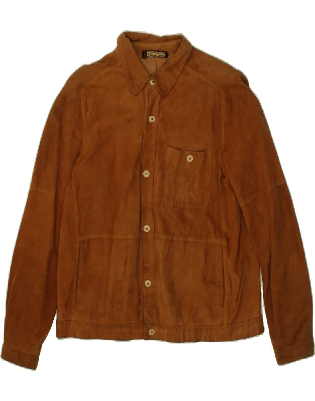 VINTAGE Mens Suede Jacket IT 50 Large Brown