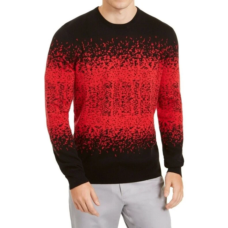 Alfani Men's Ombre Rib Crewneck Sweater Red Size Large