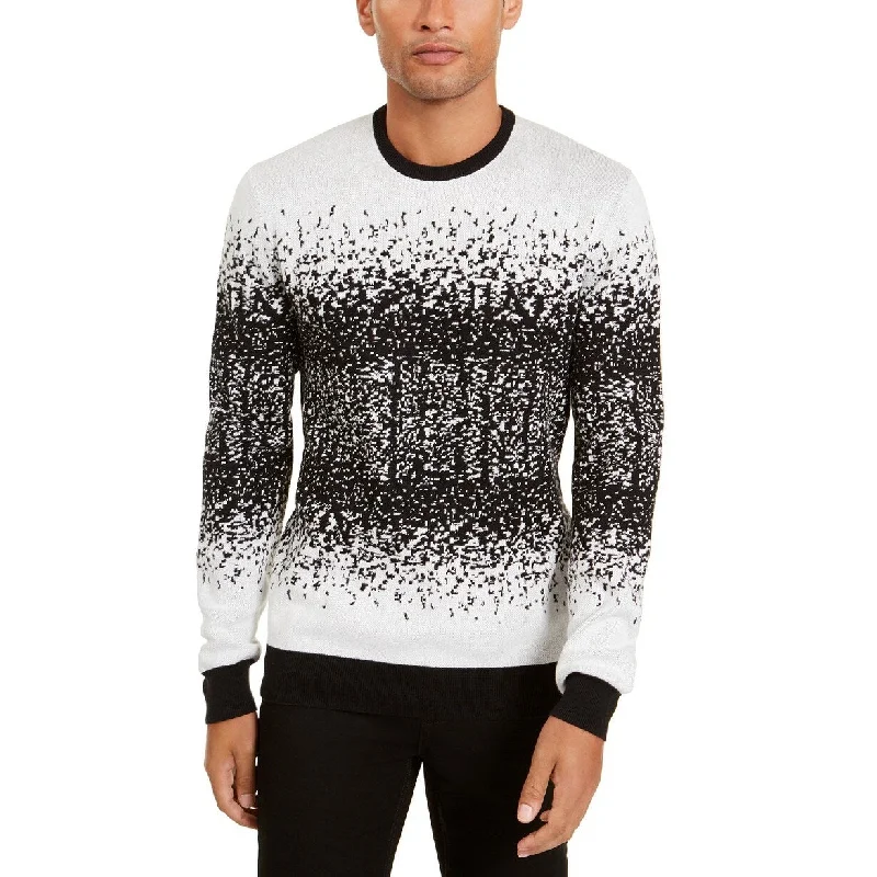 Alfani Men's Ombre Rib Crewneck Sweater White Size Large