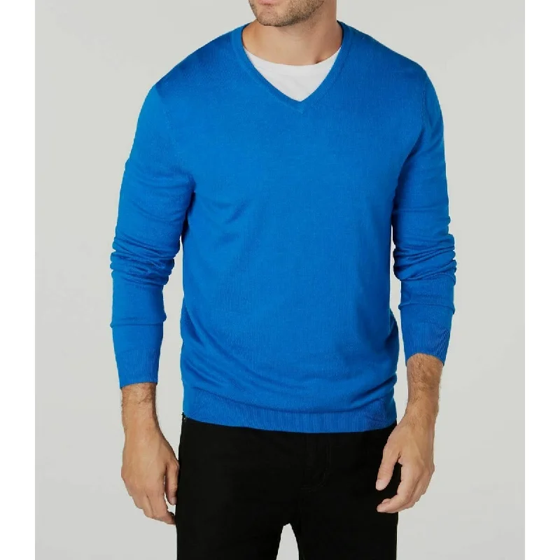 Alfani Men's V-Neck Sweater Blue Size Medium