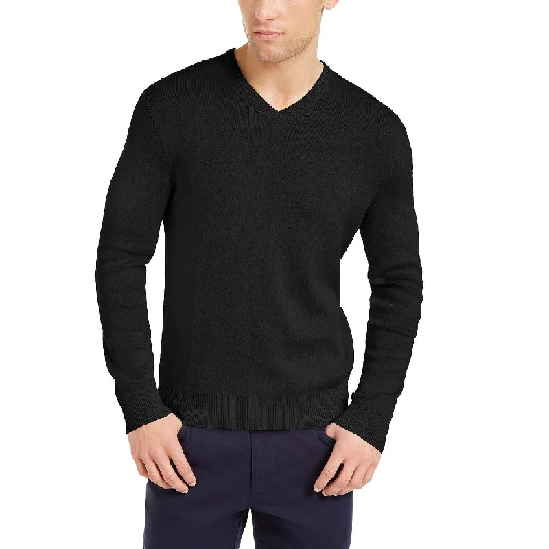 Calvin Klein Men's Cotton-Blend V-Neck Sweater Blue Size Medium