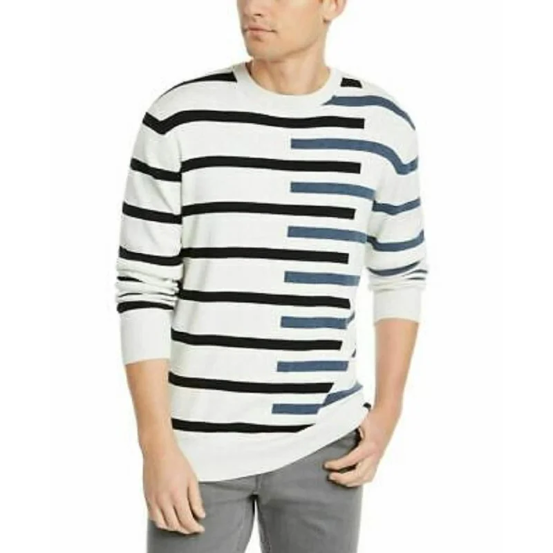 DKNY Men's Regular-Fit Asymmetrical Stripe Sweater White Size Extra Large - X-Large