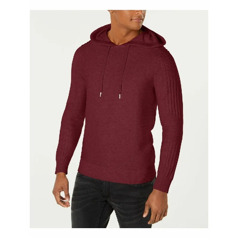 INC International Concepts Men's Hooded Sweater Wine Size Large