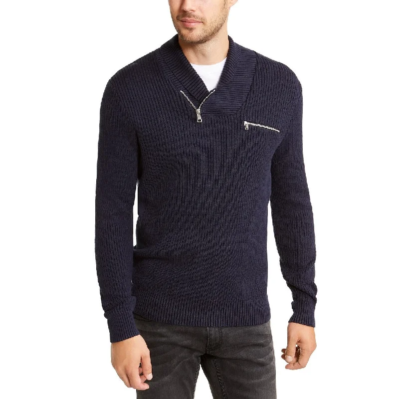 INC Men's Echo Shawl Collar Zip Sweater Dark Blue Size S - Small