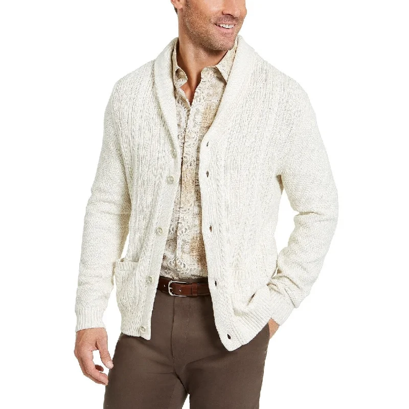 Tasso Elba Men's Chunky Shawl Cardigan Sweater Lt Beige Size Large