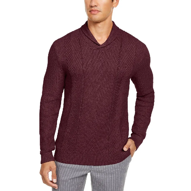 Tasso Elba Men's Textured Sweater Dark Red Size Small