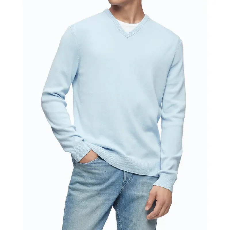 Calvin Klein Men's Merino V-Neck Sweater Blue Size Large