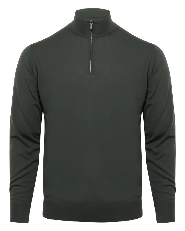 Militare Green Quarter Zip Sweater