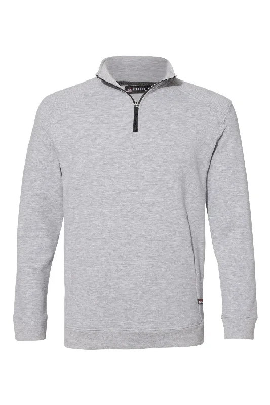 Badger Mens FitFlex Moisture Wicking 1/4 Zip Sweatshirt w/ Pockets - Oxford Grey