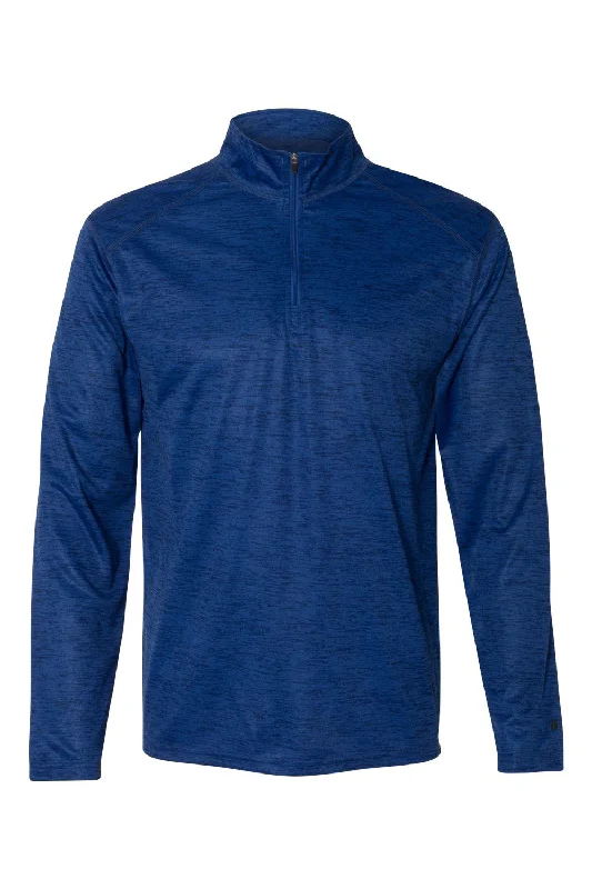 Badger Mens Tonal Blend Moisture Wicking 1/4 Zip Sweatshirt - Royal Blue Tonal Blend