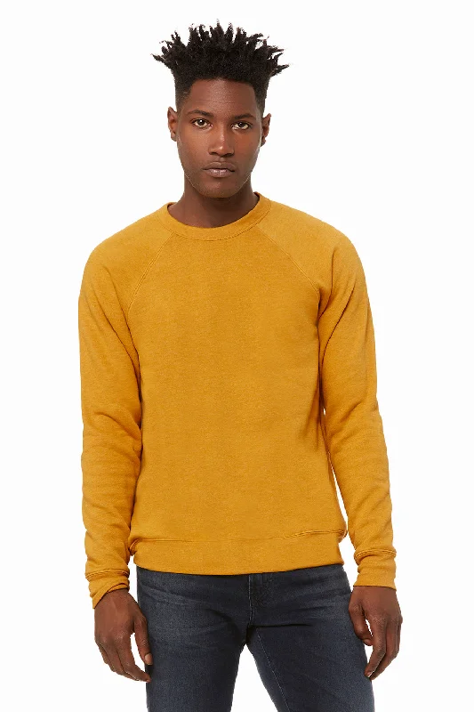 Bella + Canvas Mens Sponge Fleece Crewneck Sweatshirt - Heather Mustard Yellow