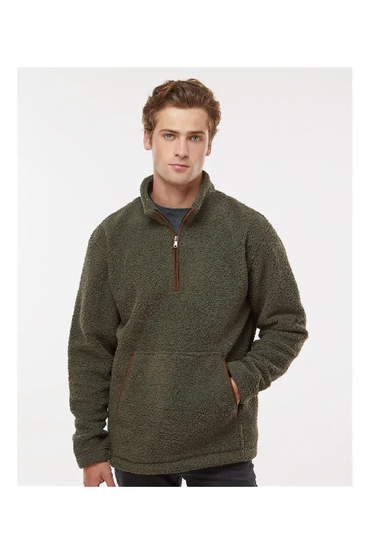 Boxercraft Mens Everest Fleece 1/4 Sweatshirt w/ Pouch Pocket - Olive Green