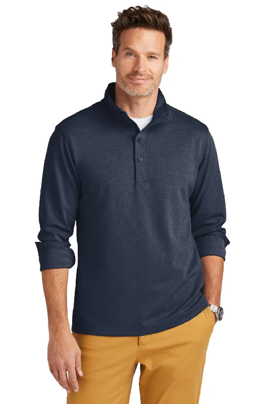 Brooks Brothers Mens 1/4 Button Down Sweatshirt - Heather Navy Blue