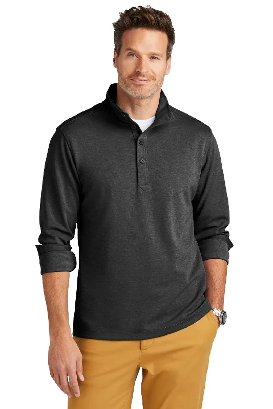 Brooks Brothers Mens 1/4 Button Down Sweatshirt - Heather Windsor Grey