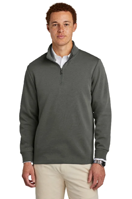 Brooks Brothers Mens Double Knit 1/4 Zip Sweatshirt - Windsor Grey