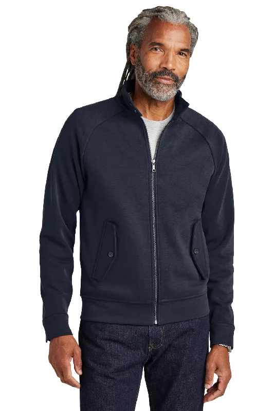 Brooks Brothers Mens Double Knit Full Zip Sweatshirt w/ Pockets - Night Navy Blue