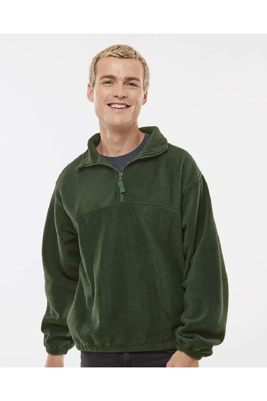 Burnside Mens Polar Fleece 1/4 Zip Sweatshirt w/ Pockets - Army Green