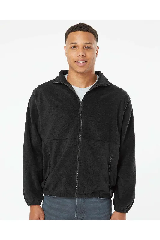 Burnside Mens Polar Fleece Full Zip Sweatshirt w/ Pockets - Black