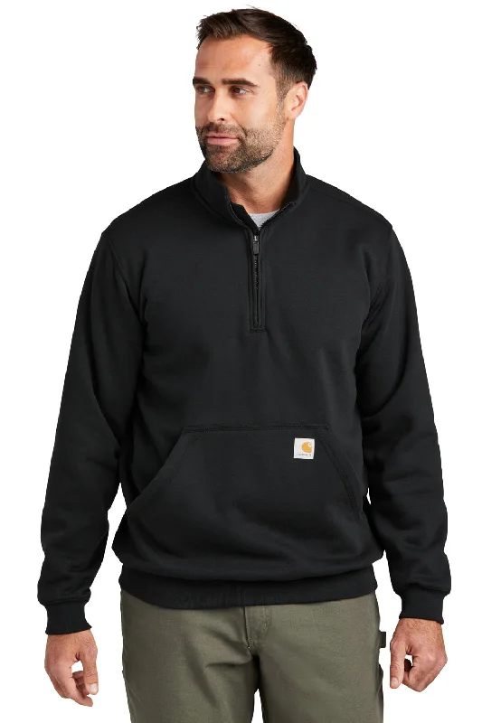 Carhartt Mens 1/4 Zip Sweatshirt w/ Pouch Pocket - Black