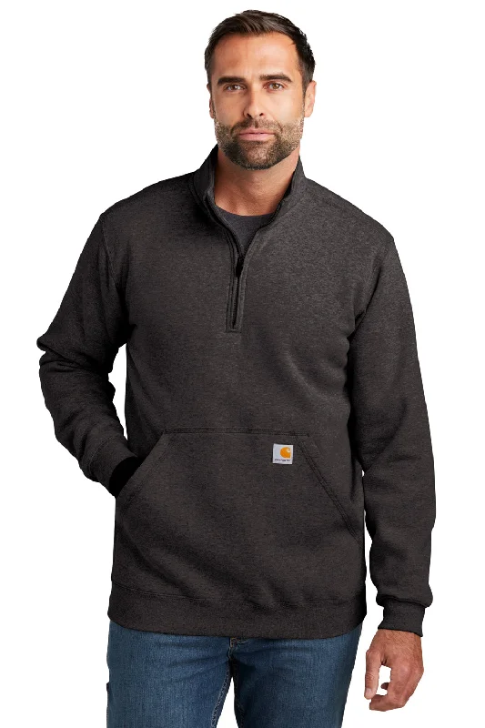 Carhartt Mens 1/4 Zip Sweatshirt w/ Pouch Pocket - Heather Carbon Grey