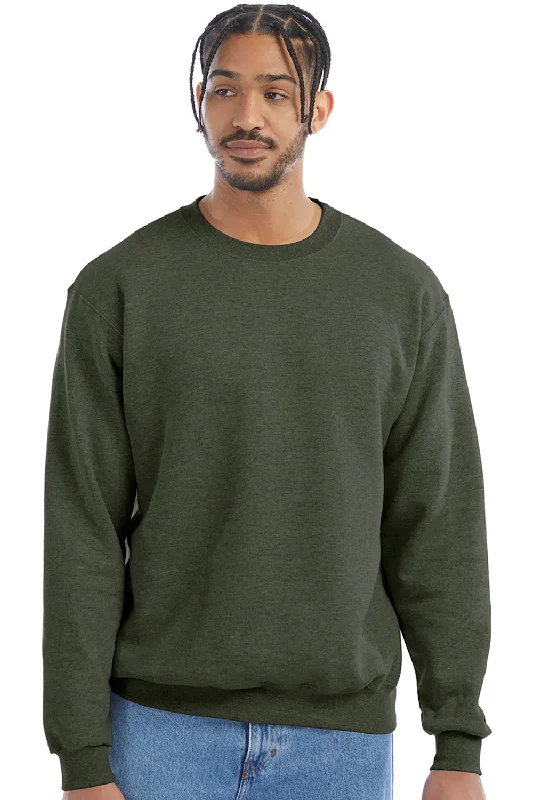 Champion Mens Double Dry Eco Moisture Wicking Fleece Crewneck Sweatshirt - Heather Dark Green