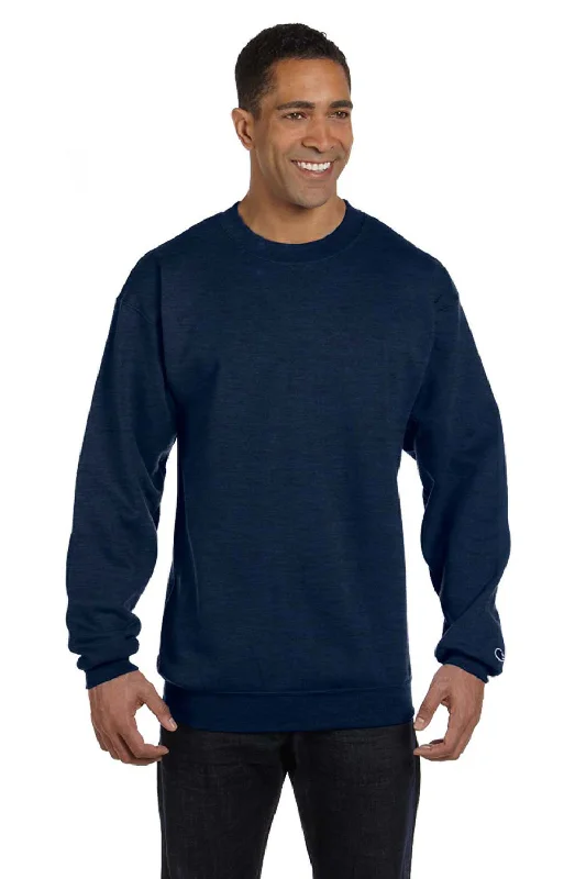 Champion Mens Double Dry Eco Moisture Wicking Fleece Crewneck Sweatshirt - Heather Navy Blue