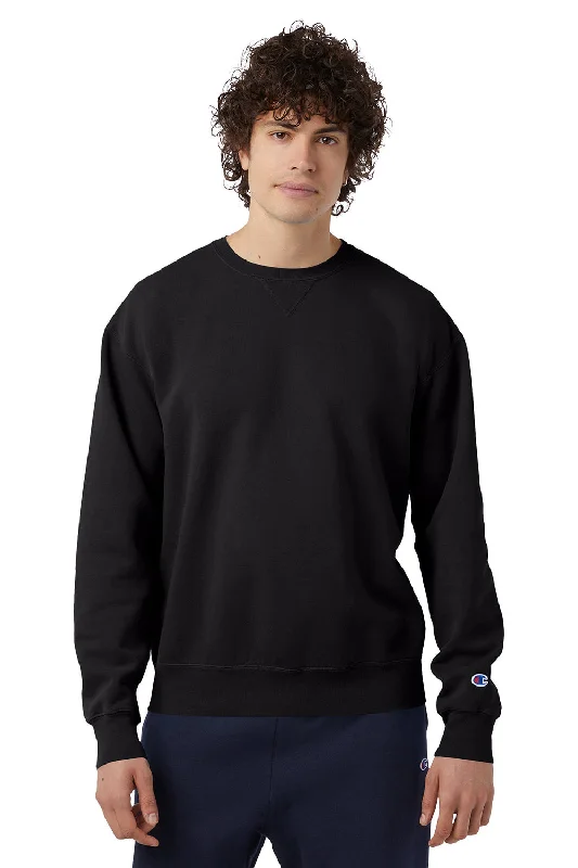 Champion Mens Garment Dyed Shrink Resistant Crewneck Sweatshirt - Black