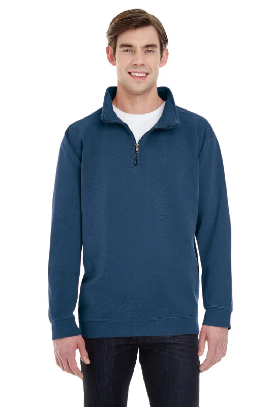 Comfort Colors Mens 1/4 Zip Sweatshirt - True Navy Blue