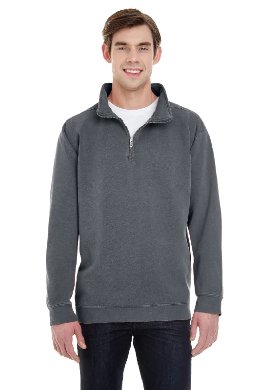 Comfort Colors Mens 1/4 Zip Sweatshirt - Pepper Grey