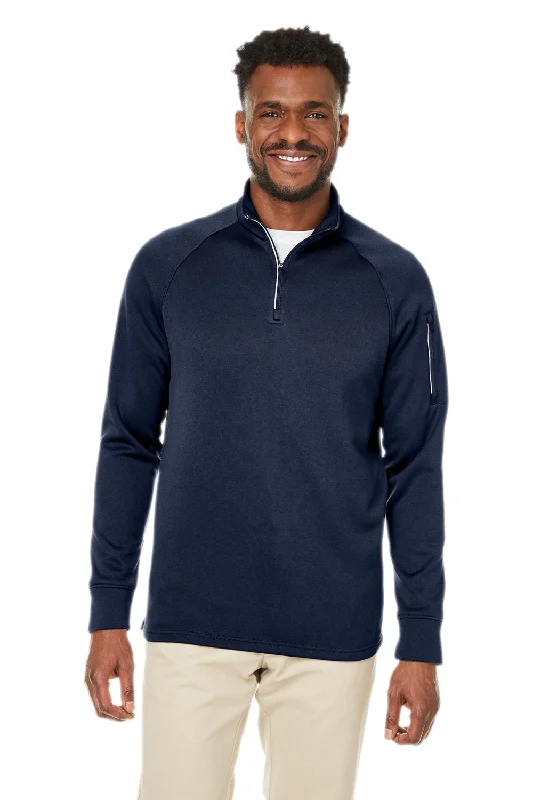 Core 365 Mens Fusion ChromaSoft Anti Static Fleece 1/4 Zip Sweatshirt w/ Pocket - Classic Navy Blue