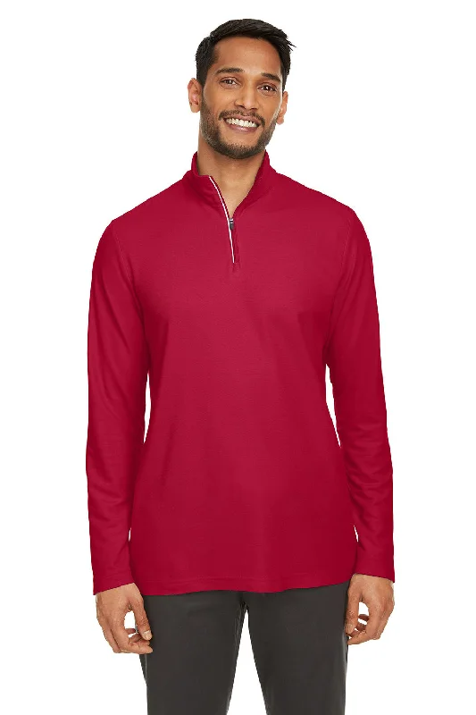 Core 365 Mens Fusion ChromaSoft Performance Moisture Wicking Pique 1/4 Zip Sweatshirt - Classic Red