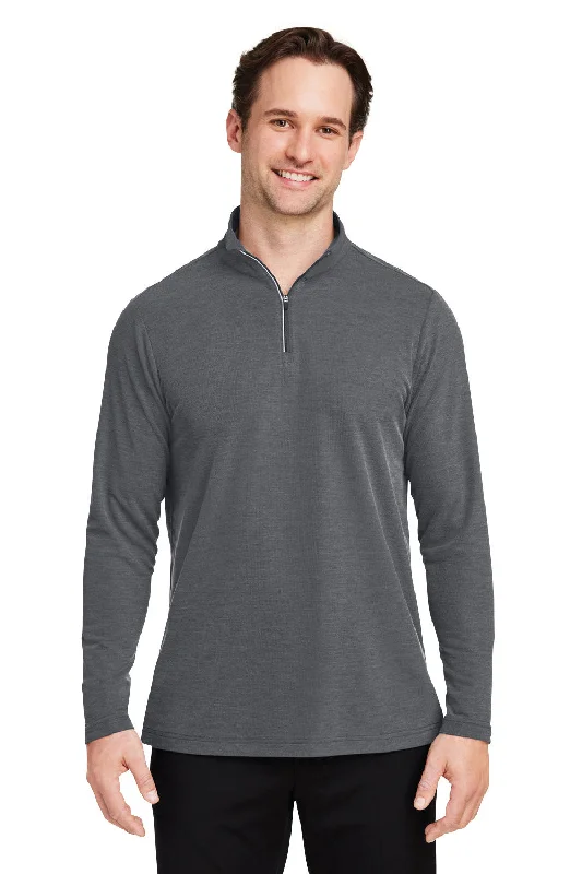 Core 365 Mens Fusion ChromaSoft Performance Moisture Wicking Pique 1/4 Zip Sweatshirt - Heather Carbon Grey