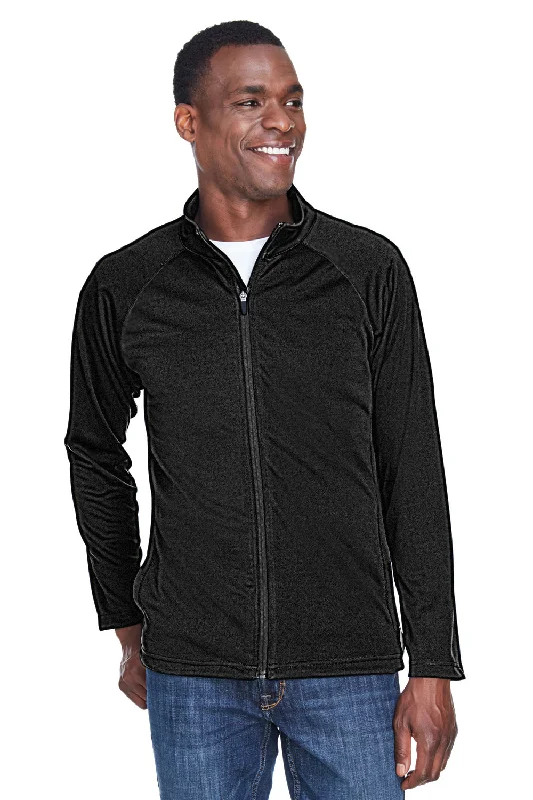 Devon & Jones Mens Compass Stretch Tech Moisture Wicking Full Zip Sweatshirt w/ Pockets - Black