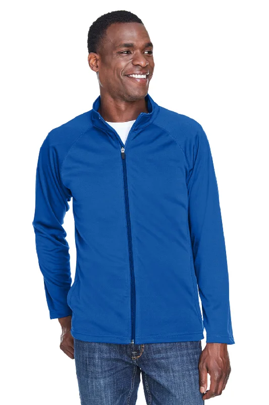 Devon & Jones Mens Compass Stretch Tech Moisture Wicking Full Zip Sweatshirt w/ Pockets - True Royal Blue